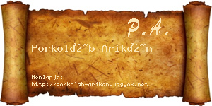 Porkoláb Arikán névjegykártya